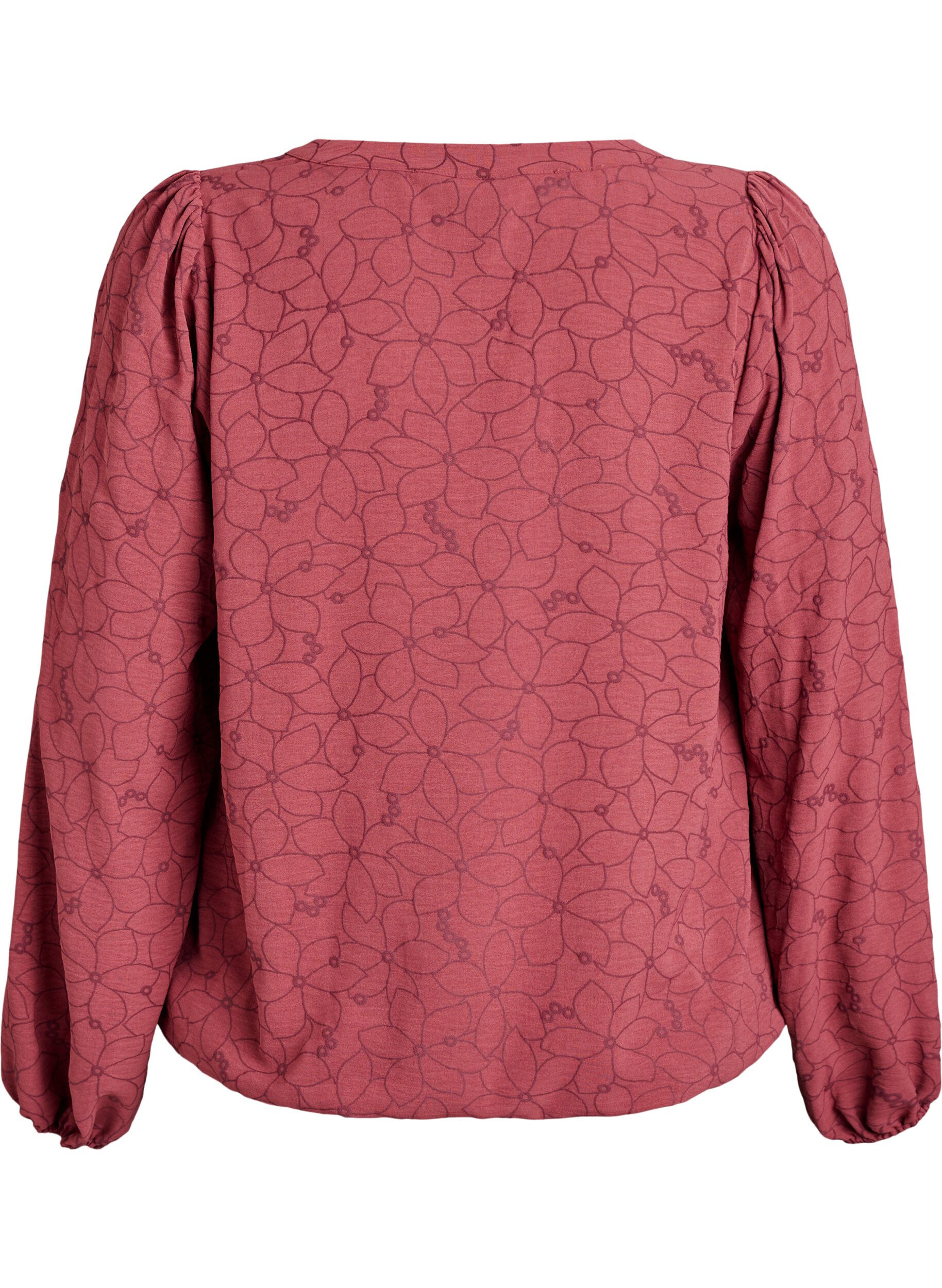 Zizzi Blouse &agrave; manches longues avec broderie florale, Rose, Packshot image number 1