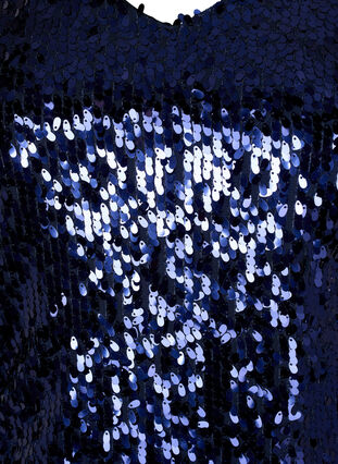 Robe avec paillettes et col en V, Evening Blue, Packshot image number 2