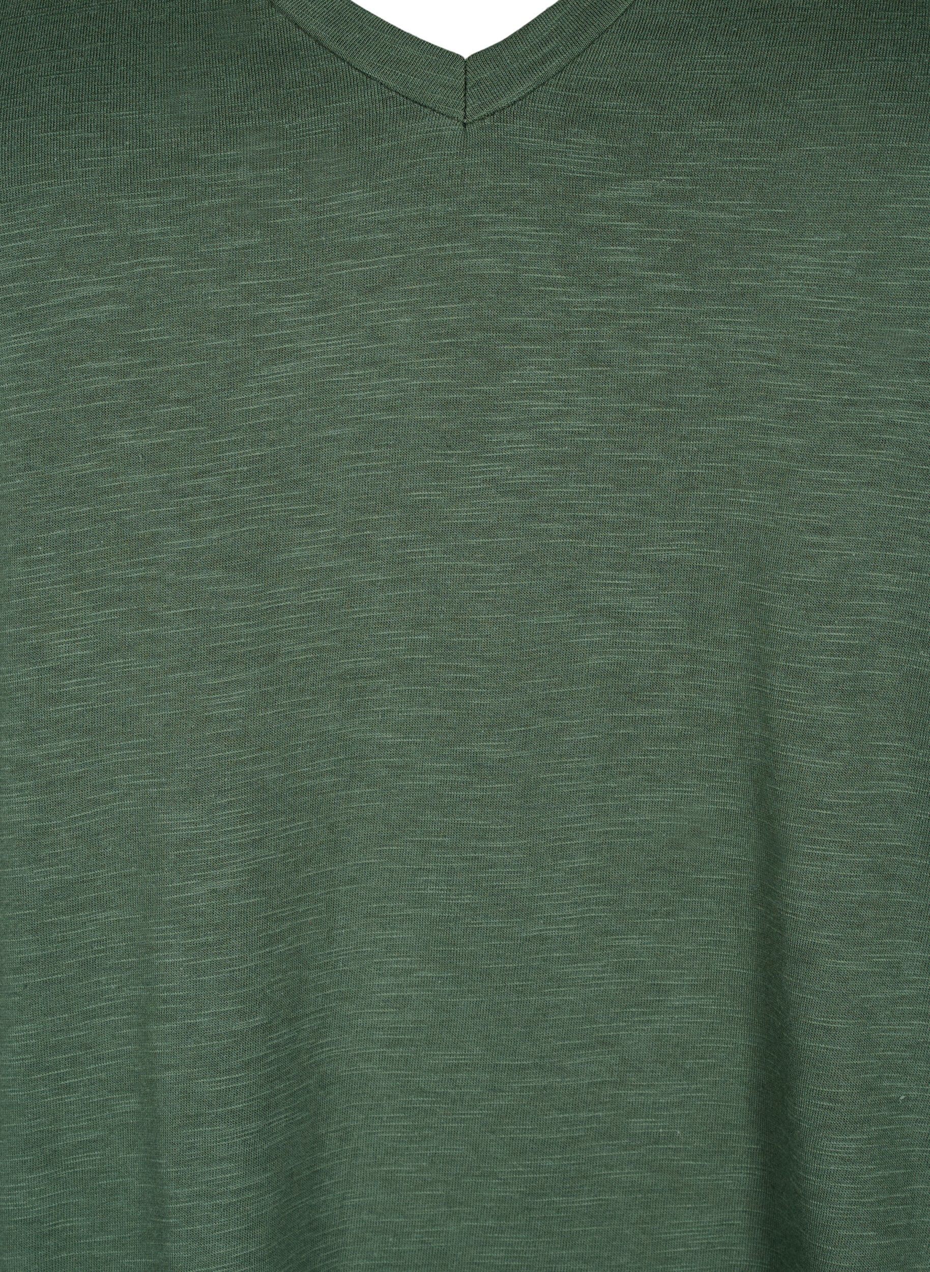 ZizziT-shirt basique &agrave; manches courtes et col en V, Vert, Packshot image number 2