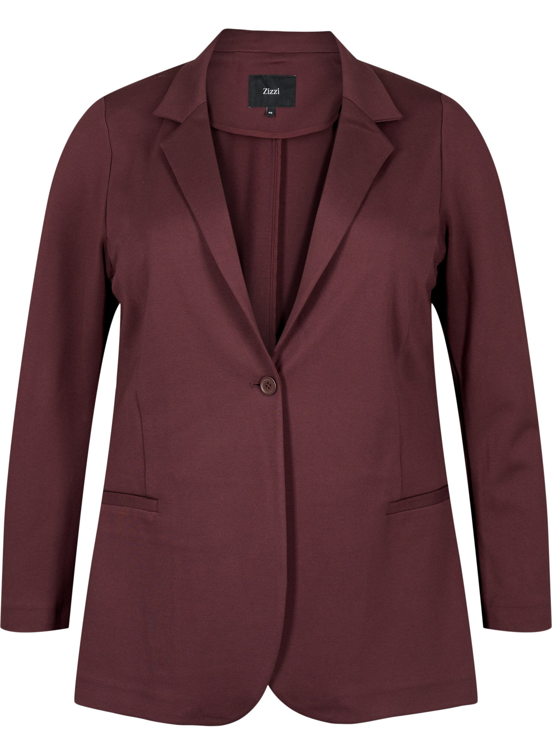ZizziEenvoudige blazer met knoopsluiting, Donker Bordeaux, Packshot image number 0