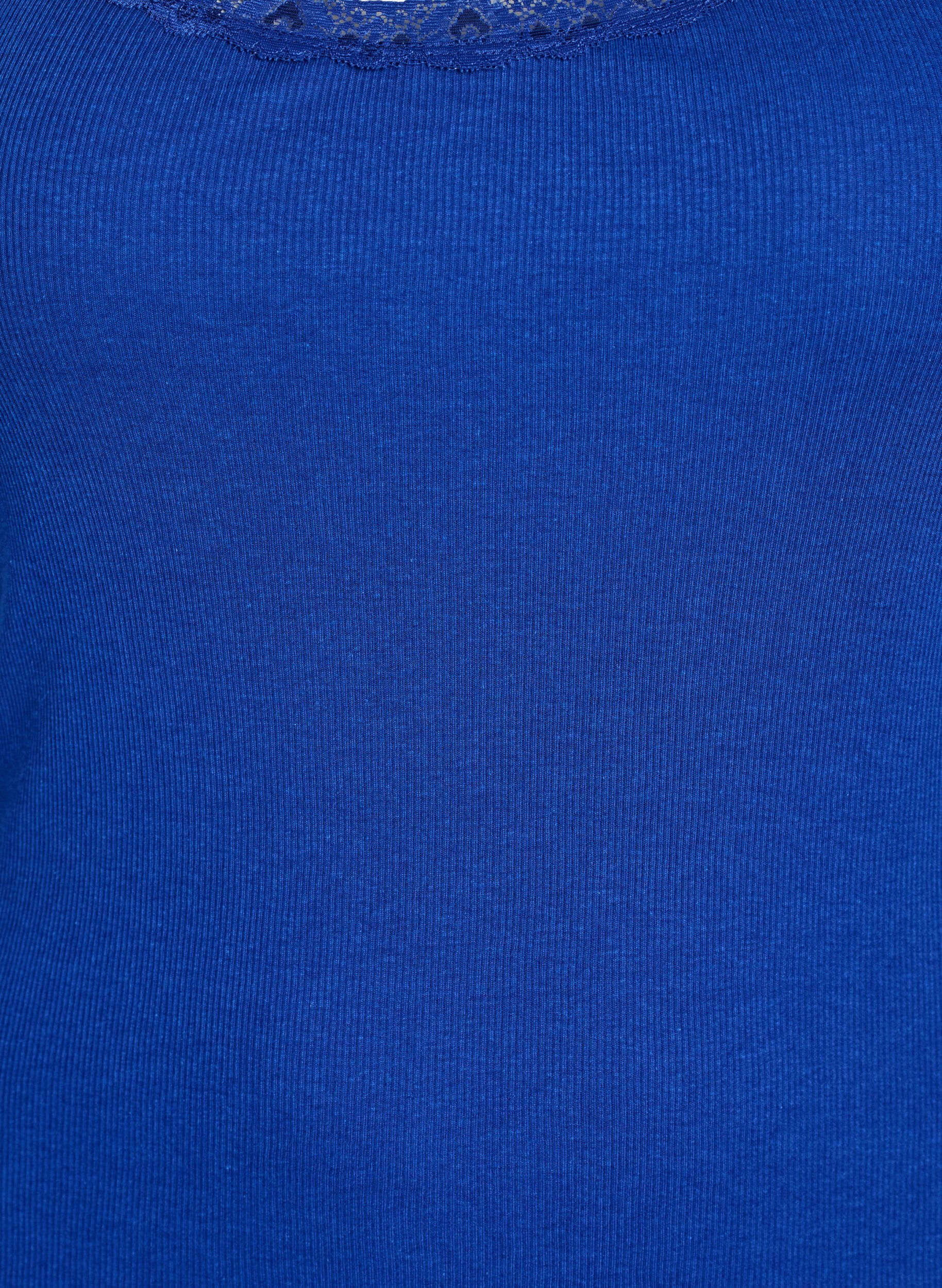 ZizziTop met kanten rand, Blauw, Packshot image number 2