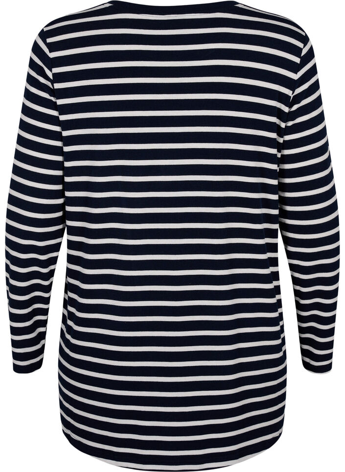 Blouse met lange mouwen en strepen, Evening Blue Stripe, Packshot image number 1
