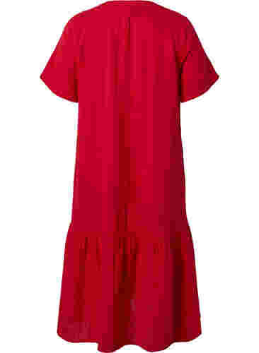 Midi-jurk met korte mouwen van katoen, Barbados Cherry, Packshot image number 1