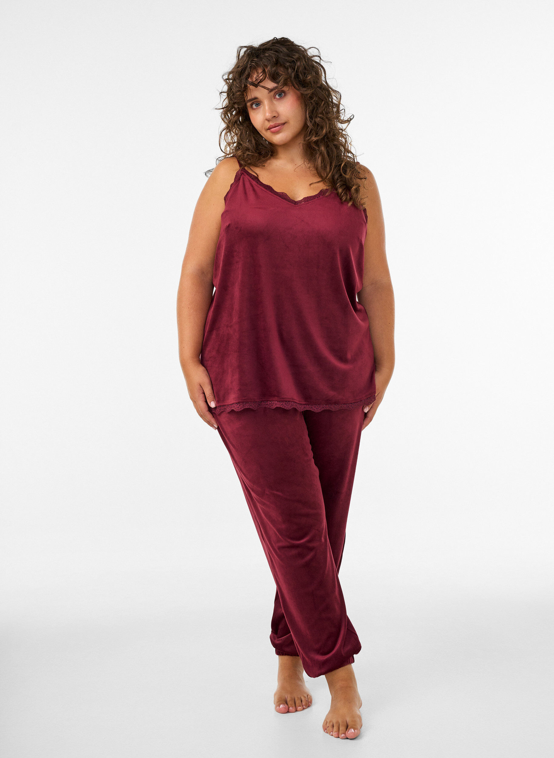 ZizziPantalon ample en velours, Bordeaux, Model image number 1