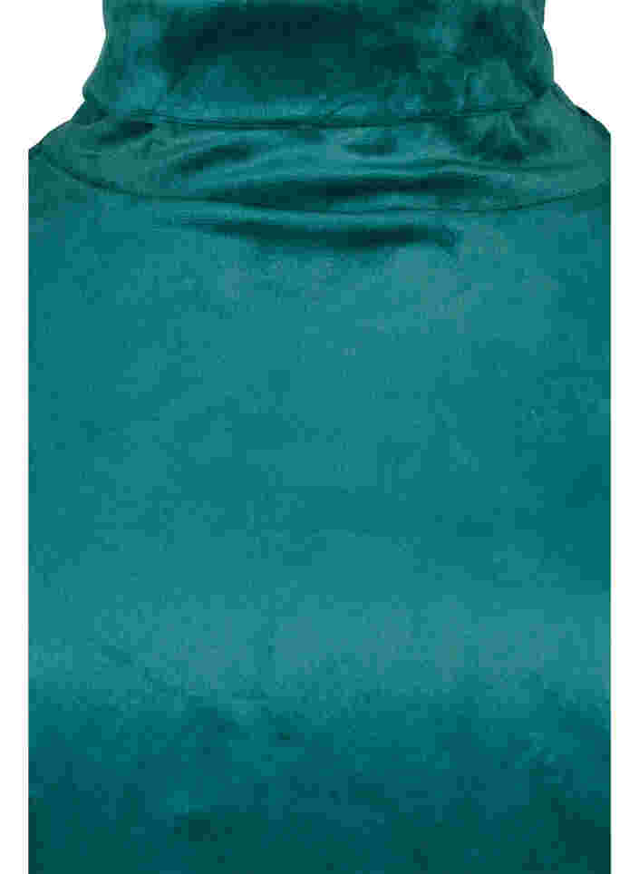Velours blouse met hoge hals en kant, Ponderosa Pine, Packshot image number 2