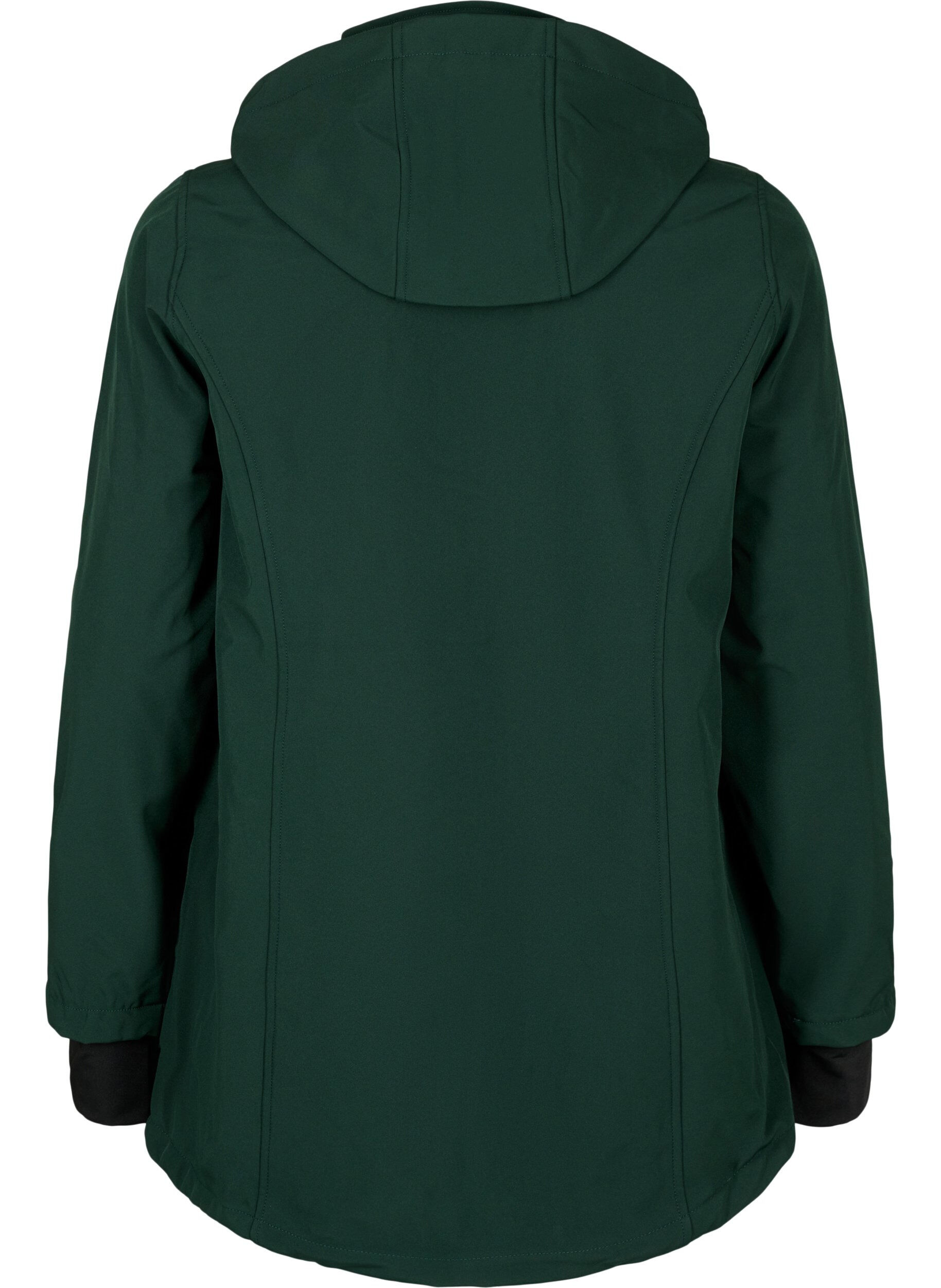 ZizziKorte softshell jas met afneembare capuchon, Groen, Packshot image number 1