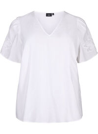 Viscose blouse met korte mouwen en borduursel