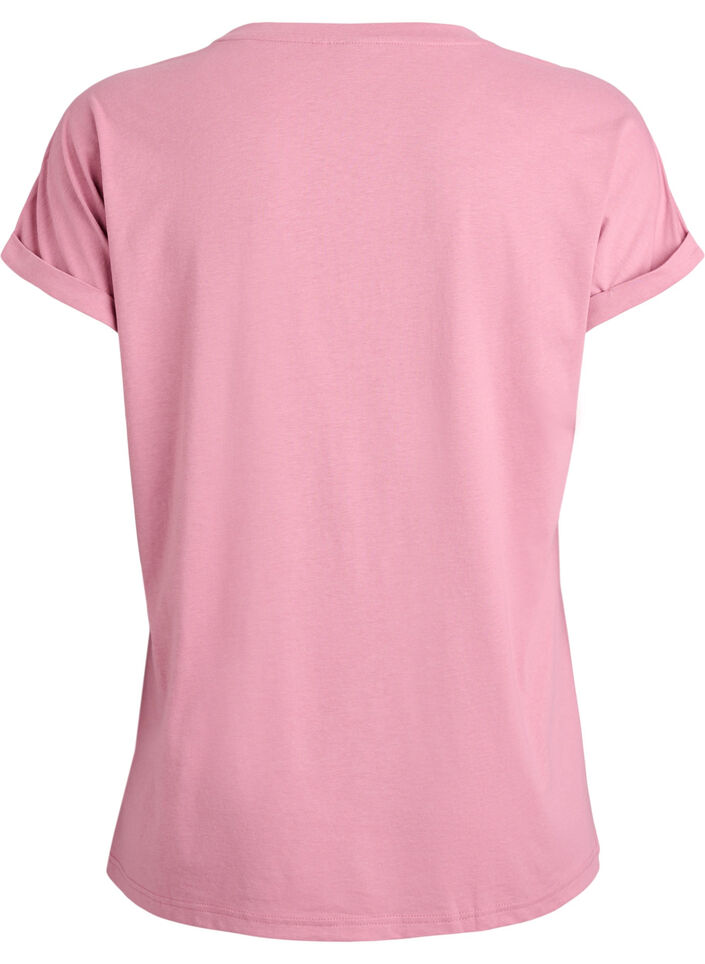 T-shirt met korte mouwen van katoenmix, Roze, Packshot image number 1