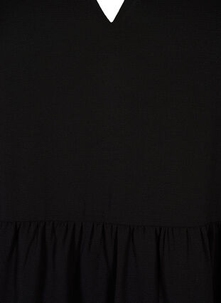 Robe à manches courtes coupe trapèze avec découpes, Black, Packshot image number 2