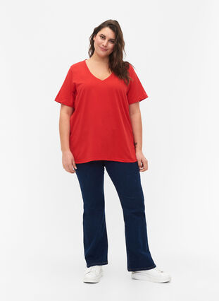 FLASH - T-shirt avec col en V, High Risk Red, Model image number 2