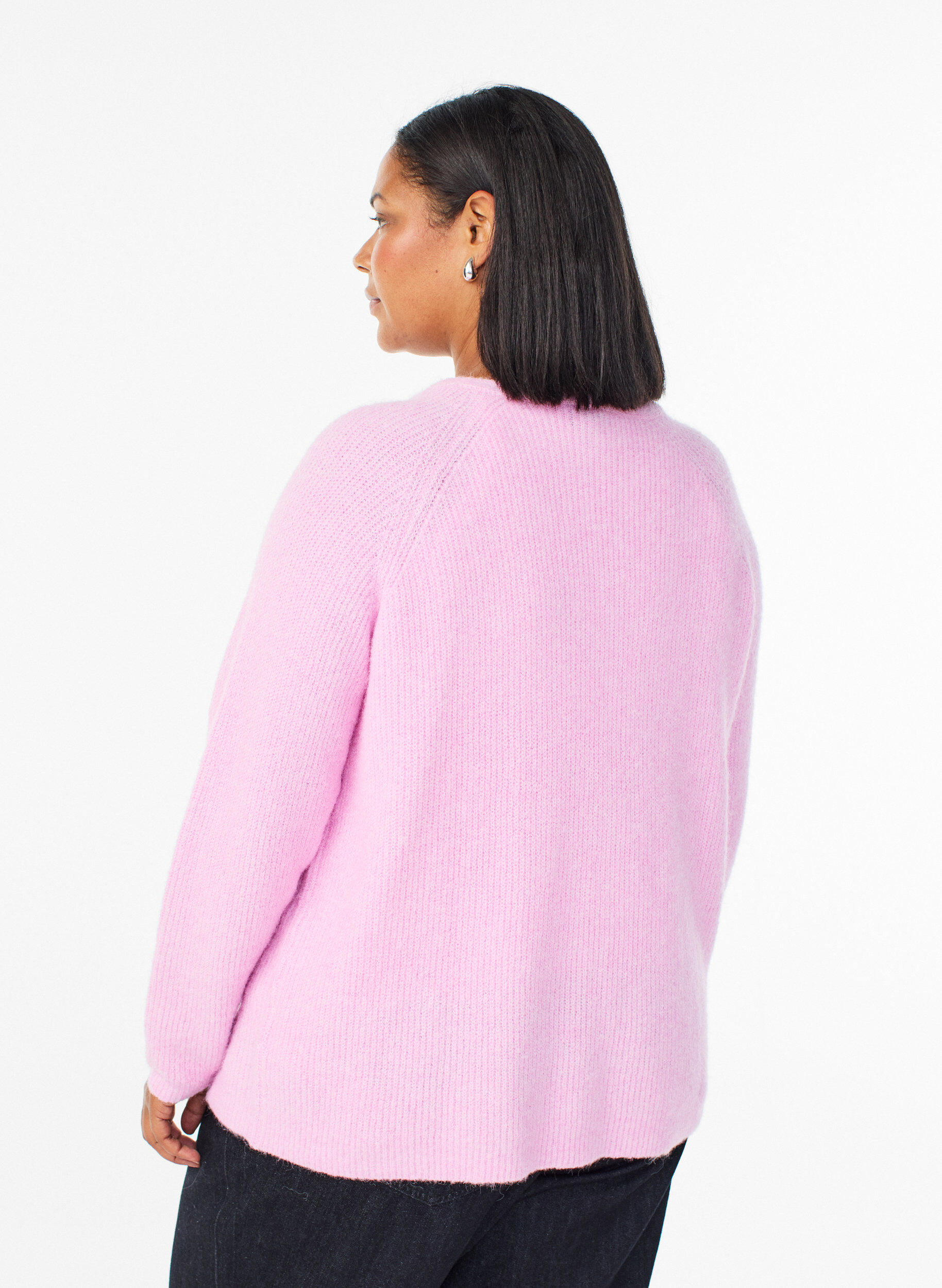 ZizziBlouse en maille &agrave; col V et manches raglan, Rose, Model image number 2