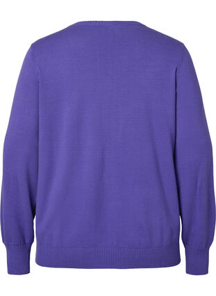 Pull en tricot de couleur unie avec nervures, Purple Opulence Mel., Packshot image number 1
