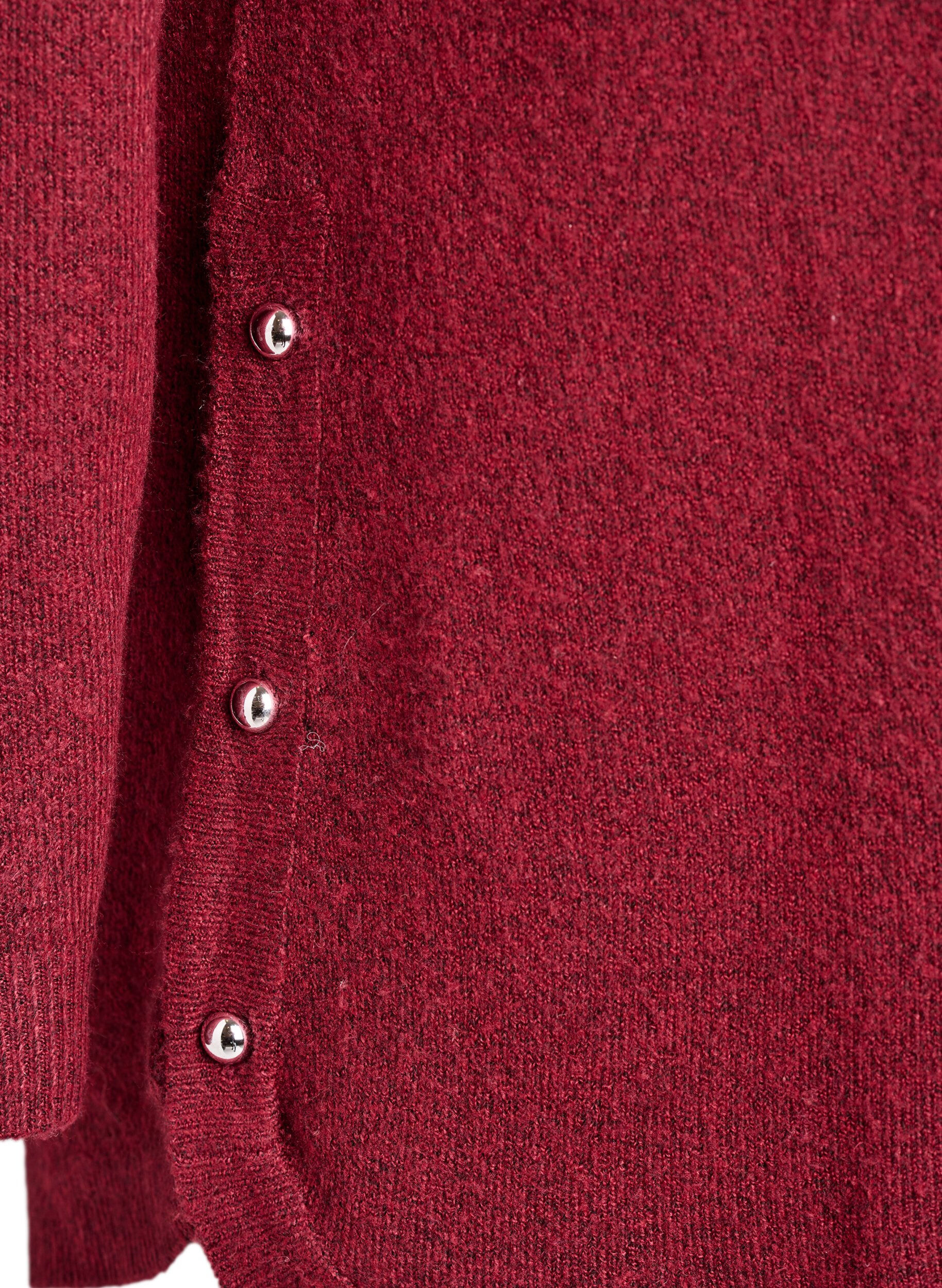 ZizziLange gebreide blouse met balknopen, Donker Bordeaux, Packshot image number 3