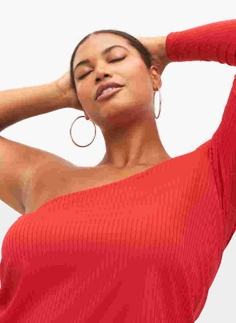 Een-schouder blouse, Tango Red, Model image number 1