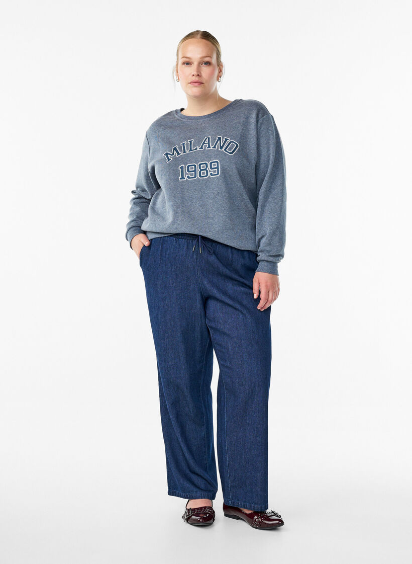 Sweat-shirt avec motif Milan brodé, Gris anthracite, Model image number 1