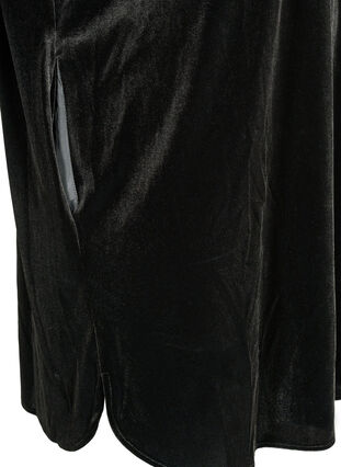 Robe en velours à manches longues avec col en V, Black, Packshot image number 3