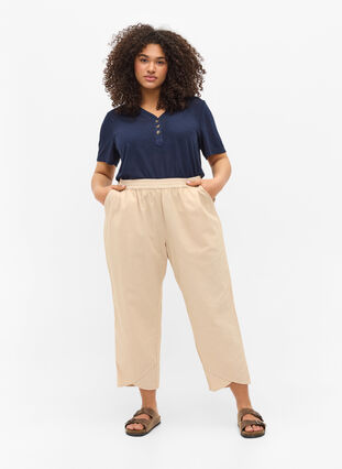 Pantalon court en coton, Oxford Tan, Model image number 0