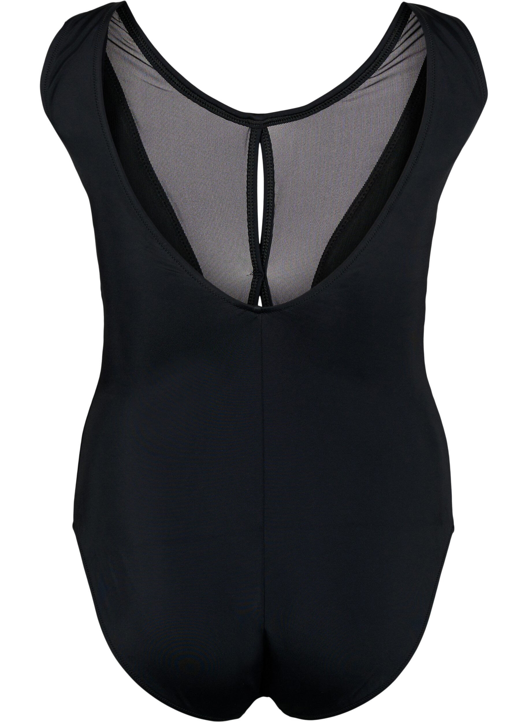 Zizzi Maillot de bain avec d&eacute;tails en r&eacute;sille sur le devant, Black, Packshot image number 1