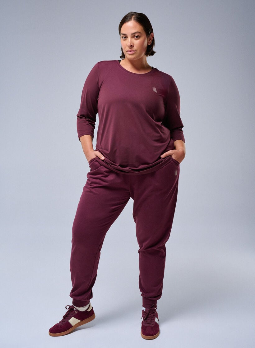 Pantalon de surv&ecirc;tement ample avec poches, Bordeaux, Image image number 0