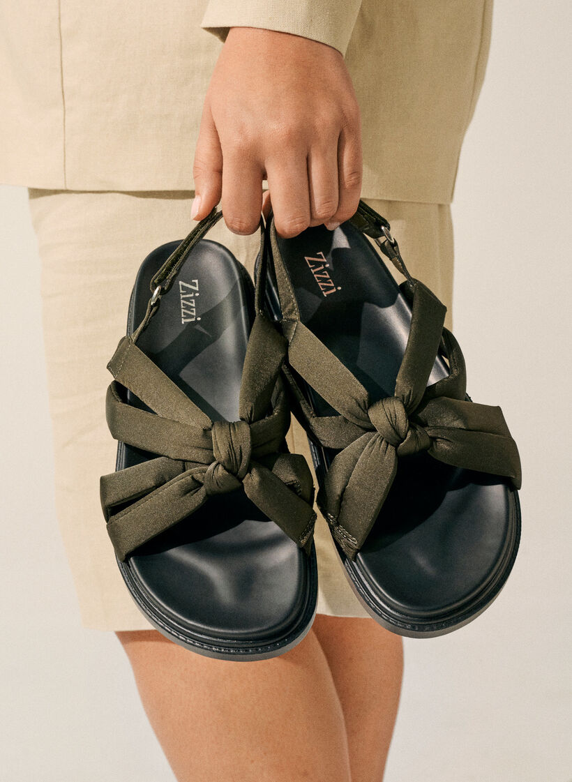 Large - Sandale avec d&eacute;tail n&oelig;ud, Vert, Image image number 0