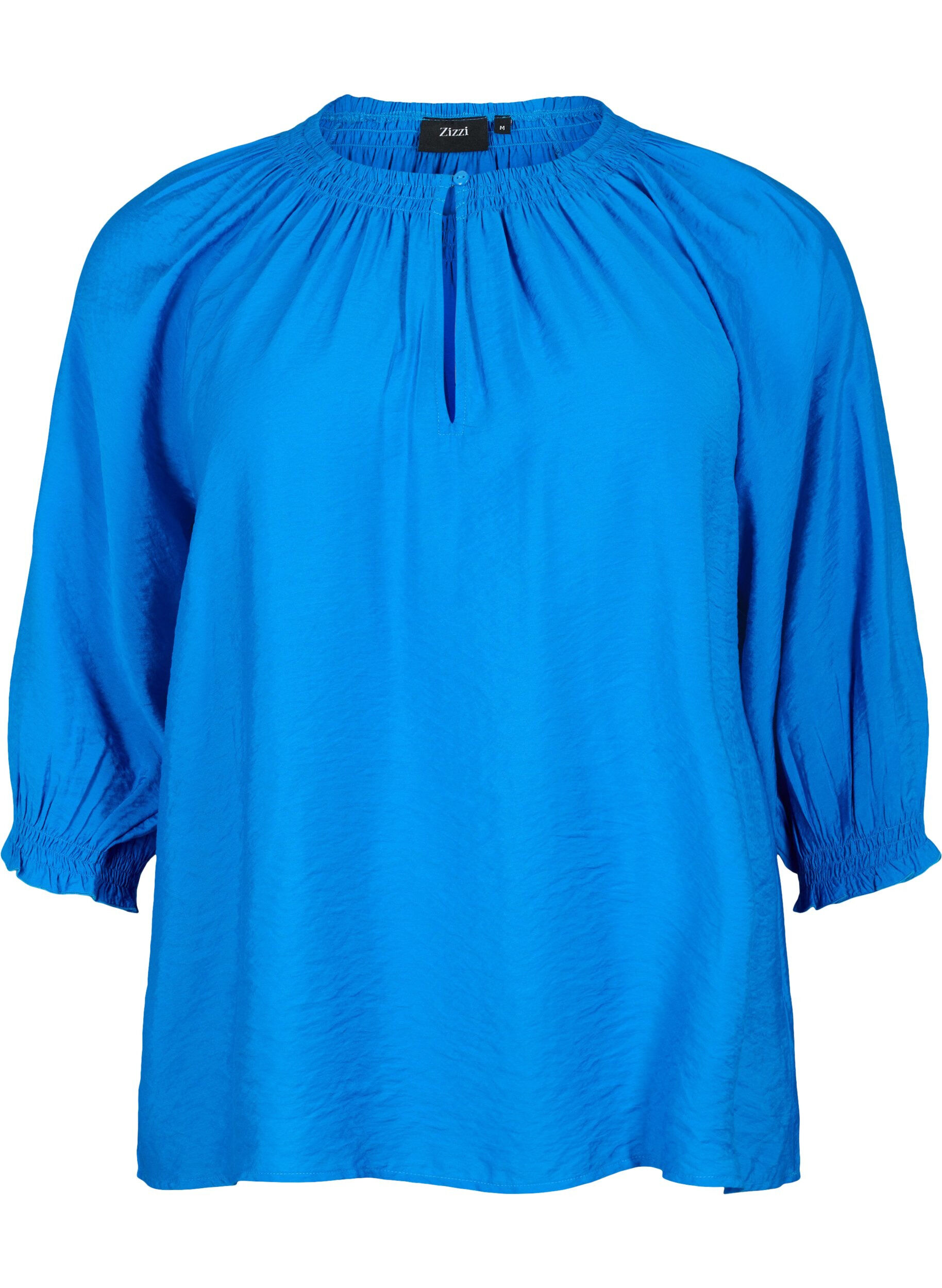 ZizziA-lijn viscose blouse met 3/4 mouw, Strong Blue, Packshot image number 0