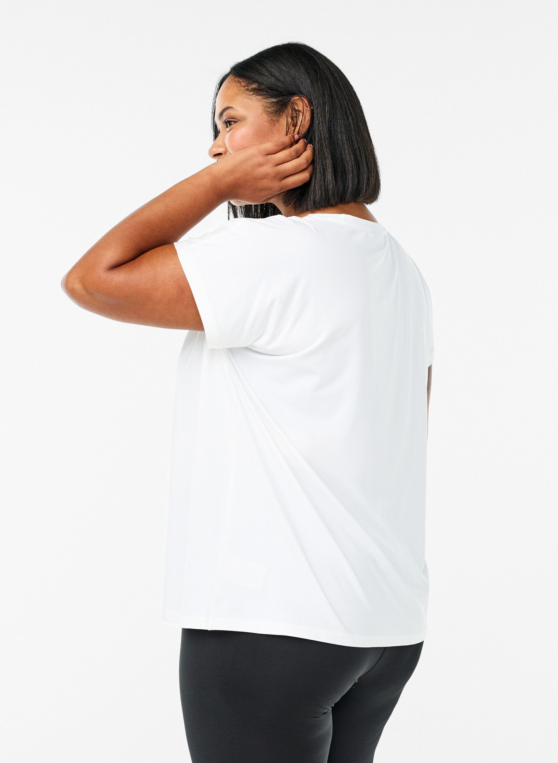 Zizzi T-shirt de sport uni, Blanc, Model image number 2