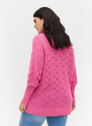 Pull en tricot à motifs avec manches bouffantes, Wild Orchid, Model image number 1