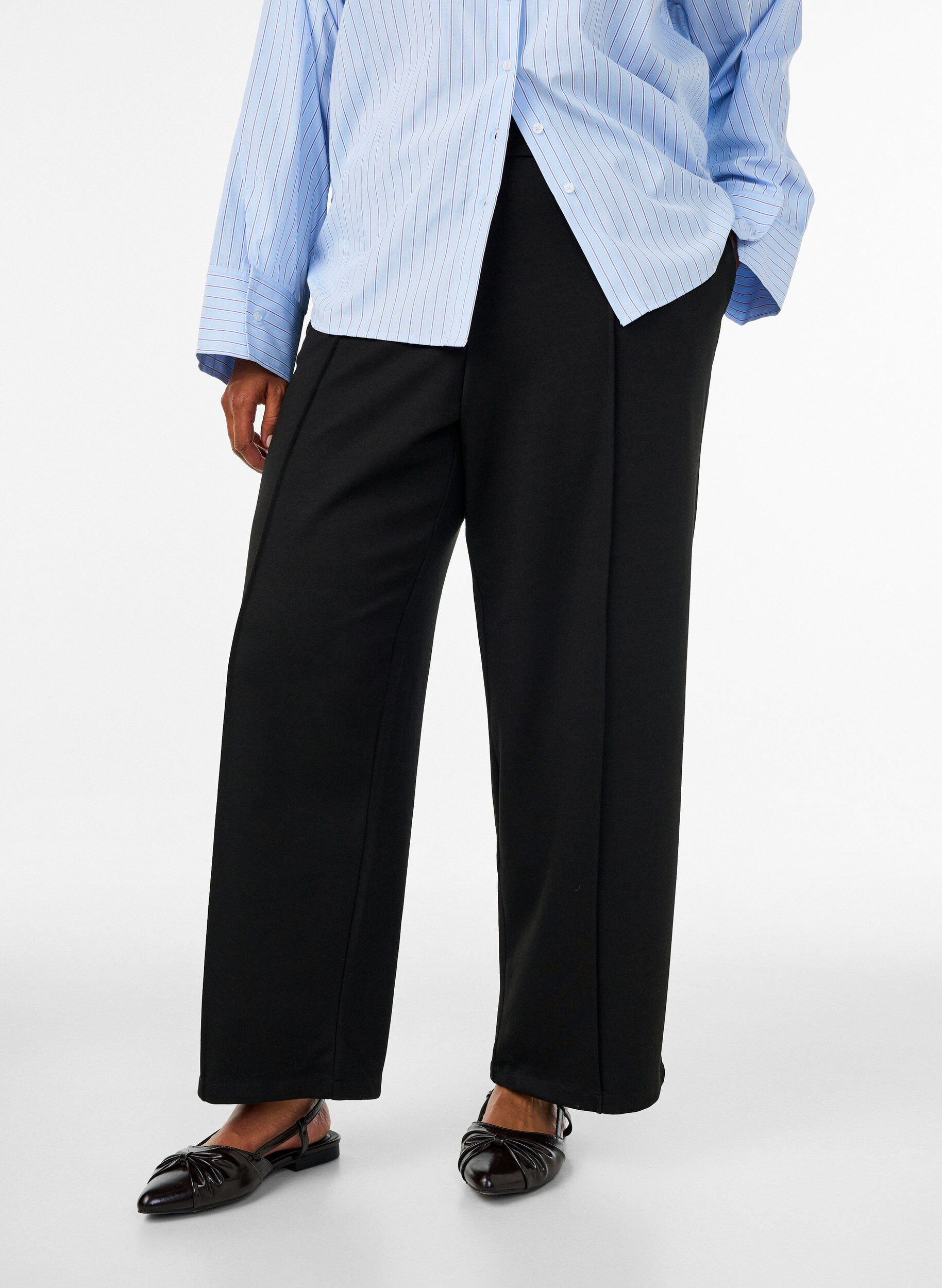 ZizziPantalon ample en jersey taille haute, Noir, Model image number 2