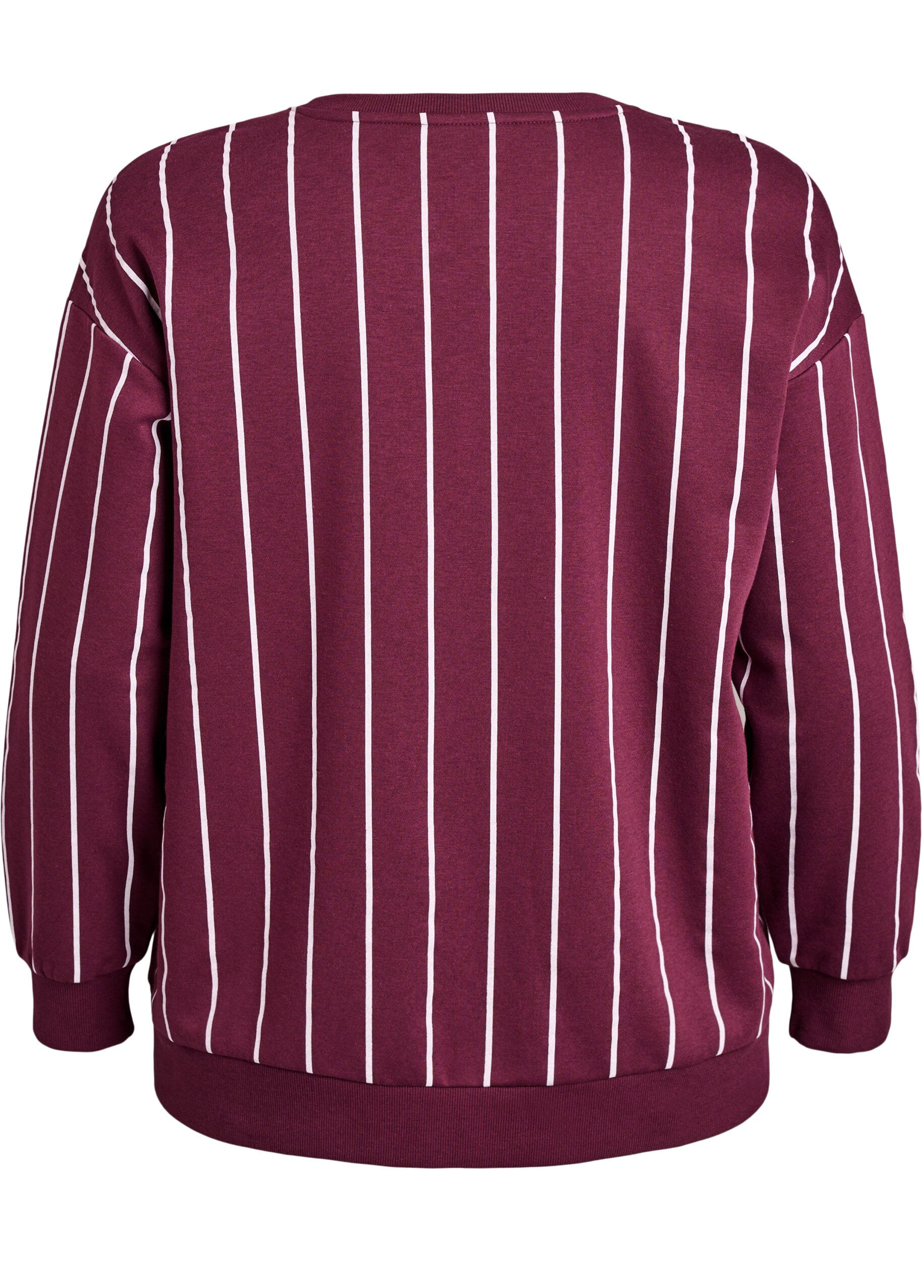 Zizzi Sweatshirt &agrave; rayures avec inscription, Bordeaux, Packshot image number 1