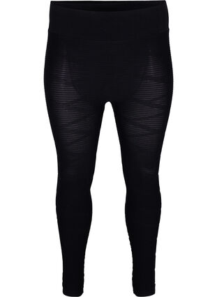 Collants d'entraînement sans coutures avec motif structuré, Black, Packshot image number 0
