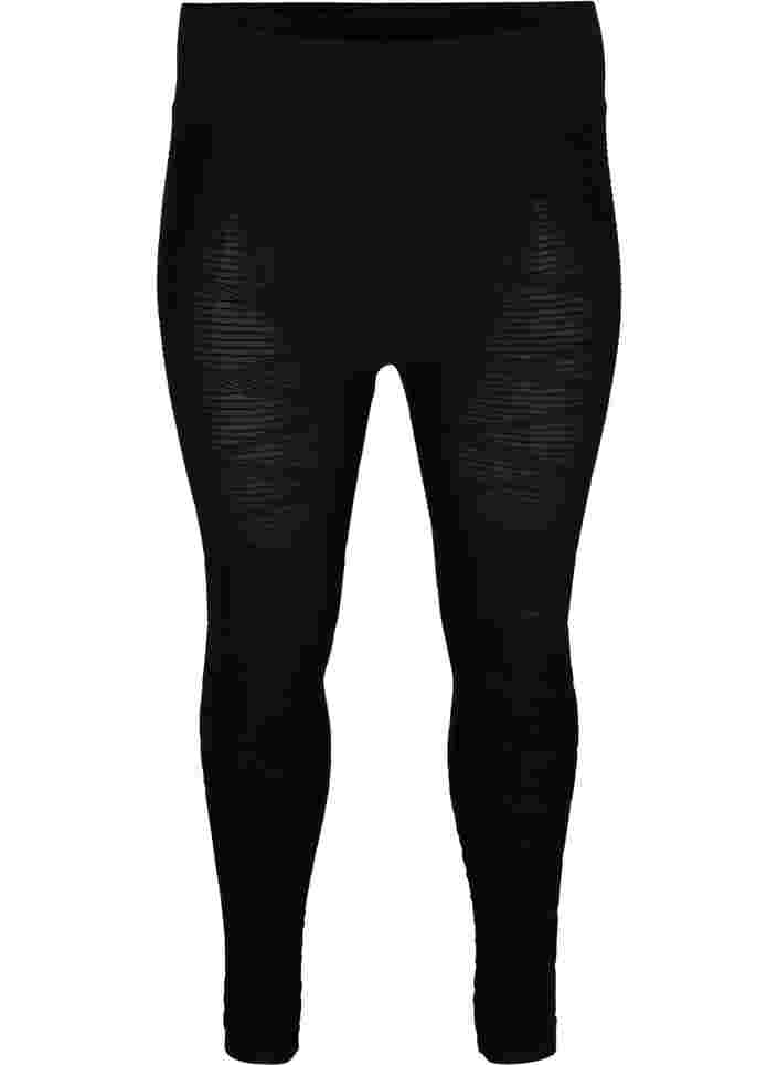 Collants d'entraînement sans coutures avec motif structuré, Black, Packshot image number 0