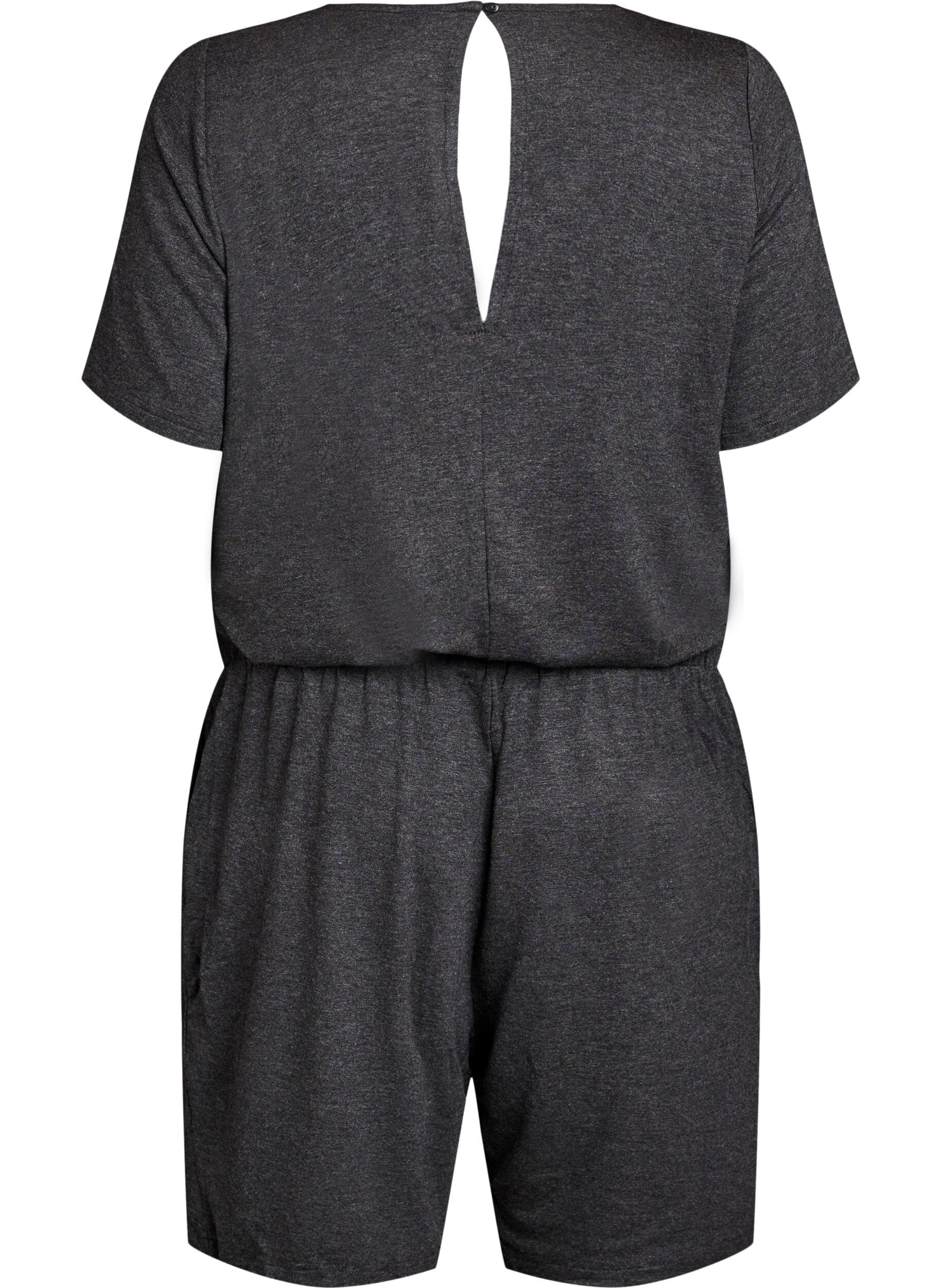 ZizziJumpsuit met korte pijpen, Grijs, Packshot image number 1