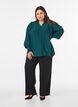 Blouse avec col &agrave; volants et fronces, Vert fonc&eacute;, Model image number 1