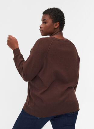Pull tricotée avec encolure arrondie, Coffee Bean, Model image number 1