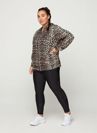  Veste de sport à imprimé léopard avec capuche, Leopard Print, Model image number 2
