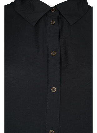 Robe-chemise en viscose avec bordure à volants, Black, Packshot image number 2