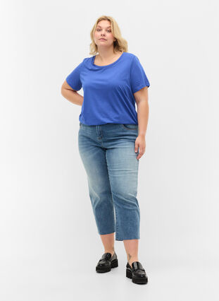 T-shirt à manches courtes et encolure ronde, Dazzling Blue MB, Model image number 2