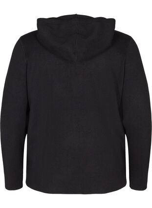 Gebreide sweater met capuchon en trekkoord, Black, Packshot image number 1