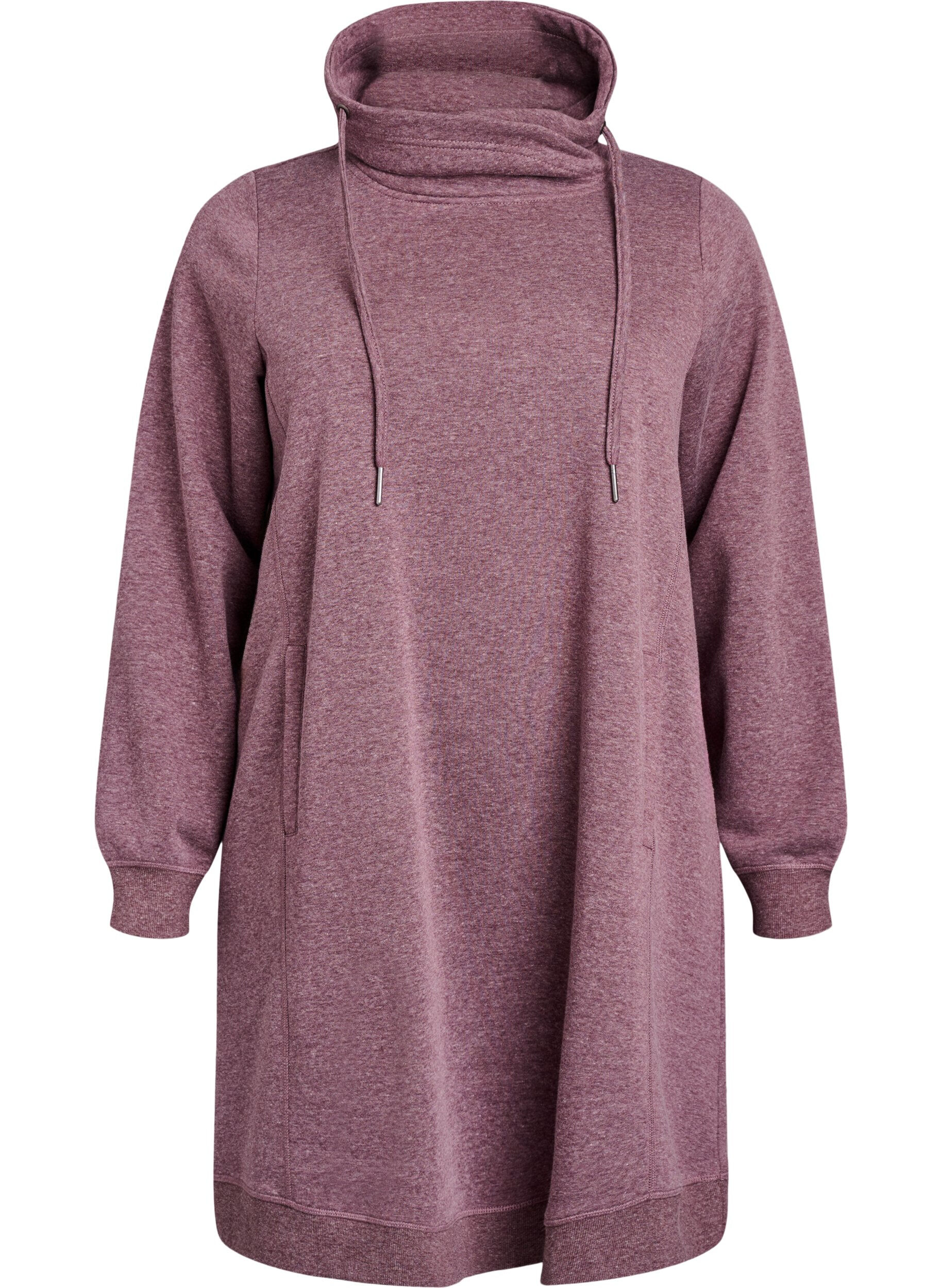 FLASH - Kort sweatshirt jurk met hoge kraag en zakken