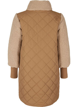 Gewatteerde jas met teddy en zakken, Tobacco Brown Comb, Packshot image number 1