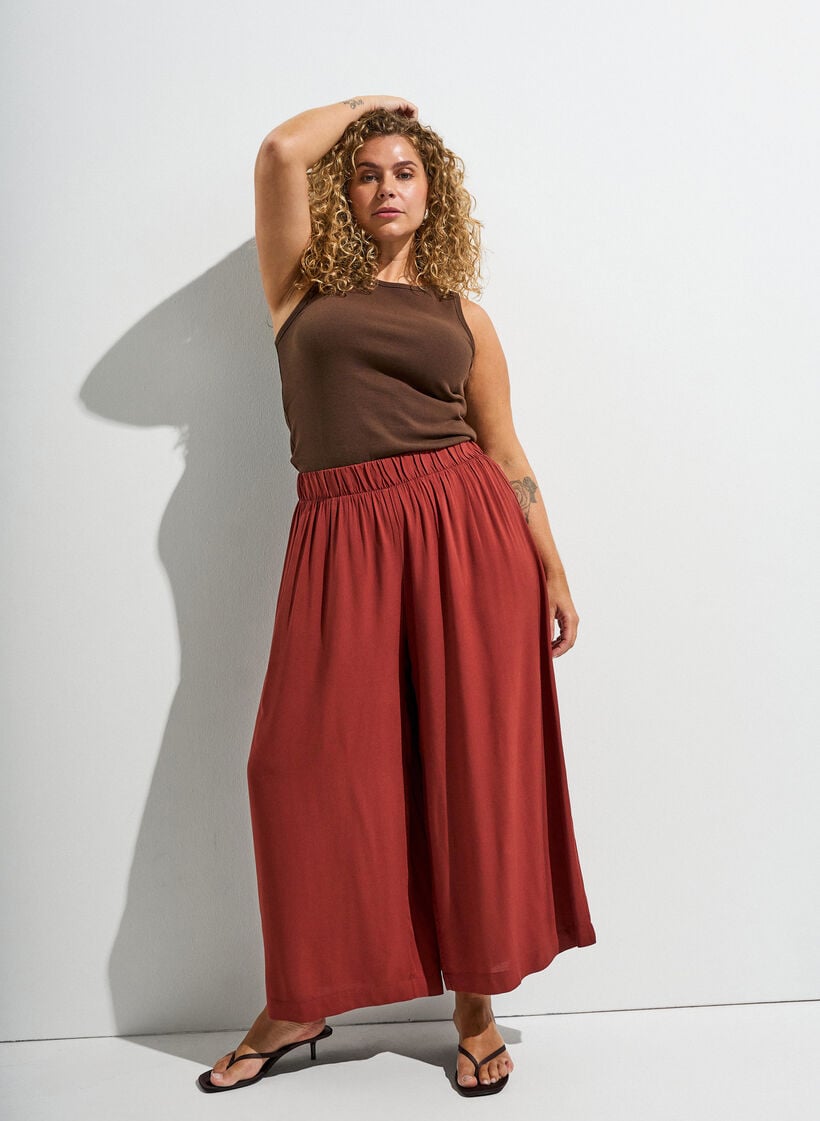 Jupe-culotte en viscose avec une taille haute et une coupe ample, Bordeaux, Image image number 0