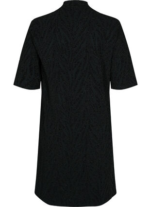 Gedessineerde jurk met glitter en korte mouwen, Black/Black Lurex, Packshot image number 1