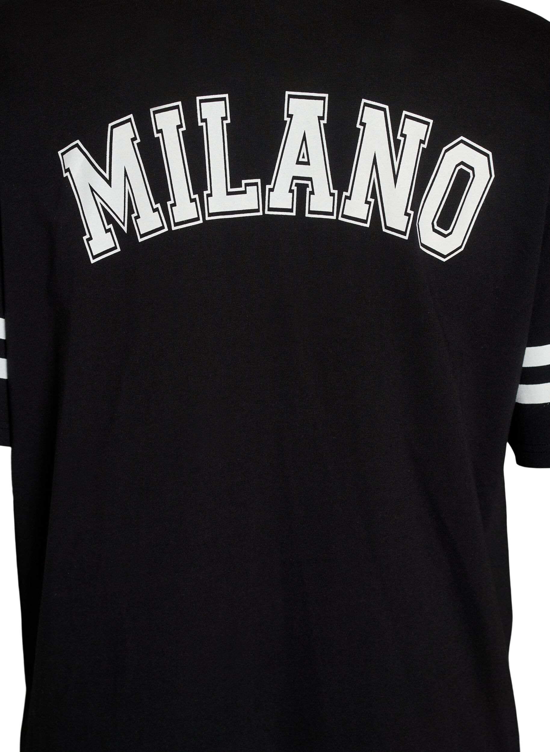 ZizziRobe T-shirt courte avec d&eacute;tails sportifs, Noir, Packshot image number 3