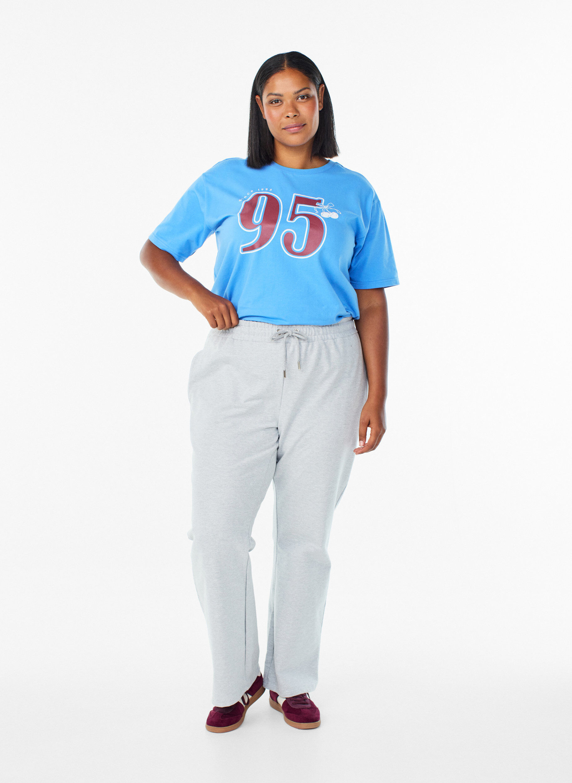 ZizziSportief T-shirt in biologisch katoen, Blauw, Model image number 1