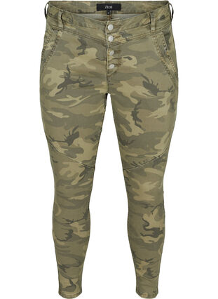 Pantalon près du corps avec imprimé camouflage, Camouflage, Packshot image number 0