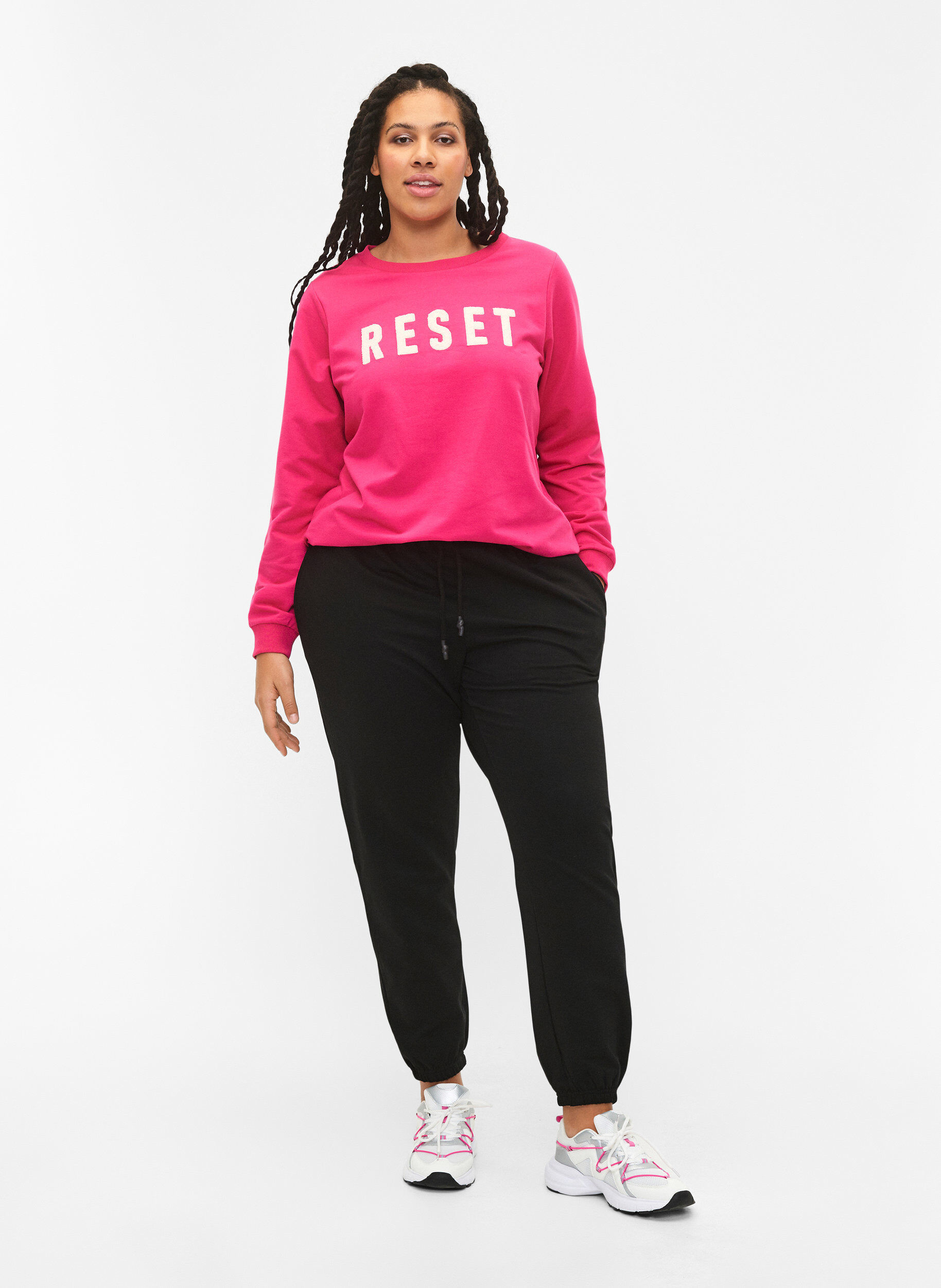 ZizziSweatshirt met tekst, Fuchsia P. W. Reset, Model image number 2