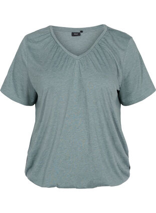 T-shirt mélangé avec bord élastiqué, Balsam Green Mél, Packshot image number 0