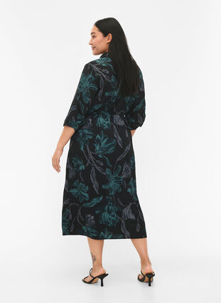 FLASH - Robe chemise à imprimé floral, Black Scarab Flower, Model image number 1