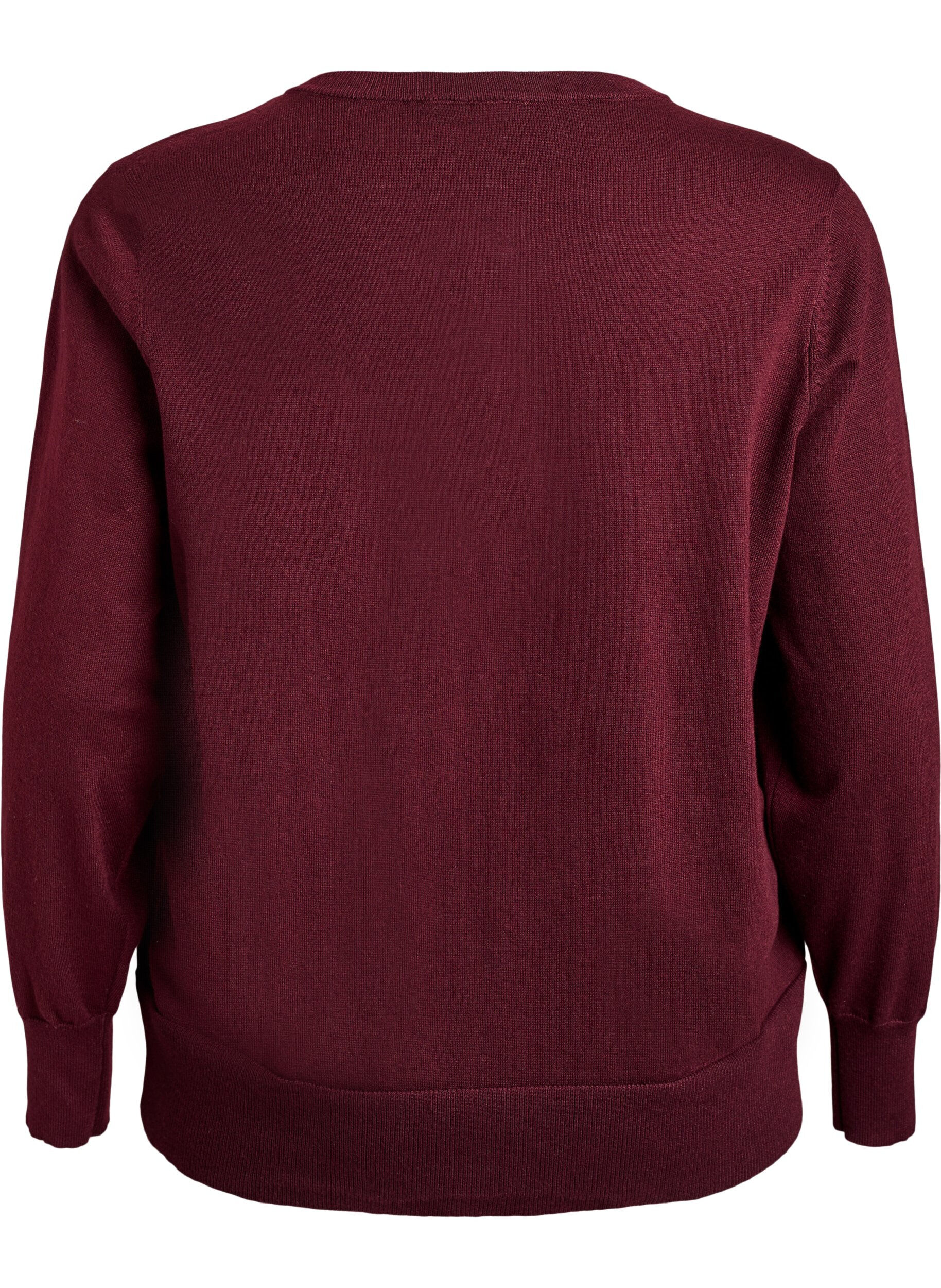 ZizziCardigan en maille fine avec col rond, Bordeaux, Packshot image number 1