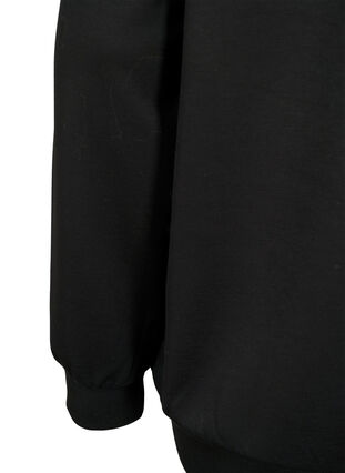 Sweatshirt met V-hals en zak, Black, Packshot image number 3